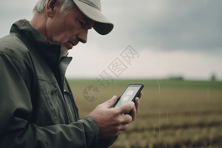 使用智能手机的农民图片