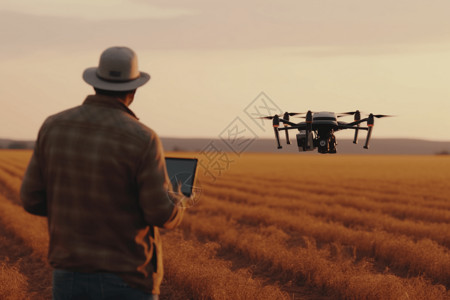 农民使用无人机收集农业数据高清图片
