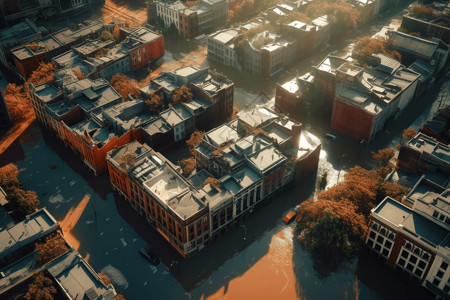 洪水泛滥的城市设计图片