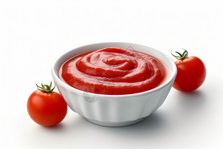 白色背景上的番茄酱图片