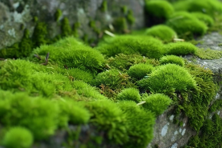石头上的绿色苔藓图片