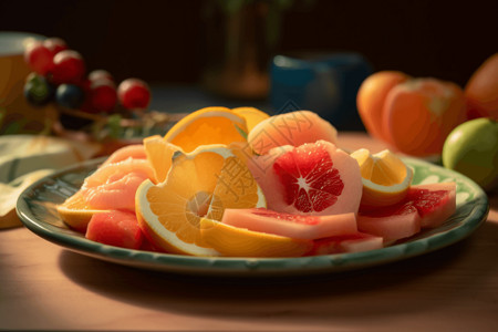 多汁的水果切片图片