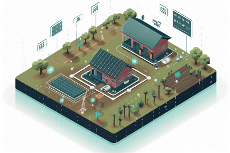 房子数据智能灌溉系统插画