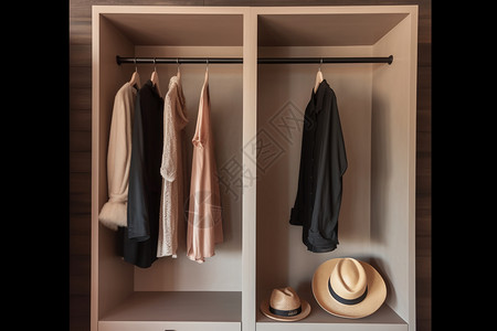 定制衣服素材更衣室的木制衣柜设计图片