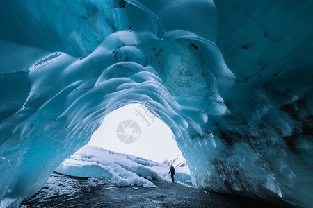 冰川洞穴的内部图片