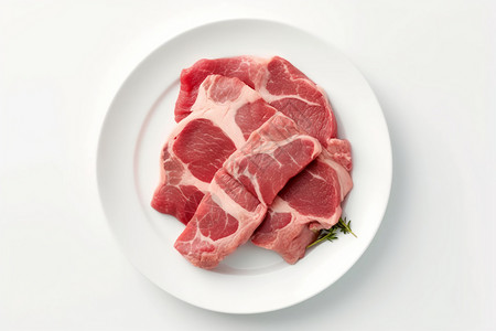 白色盘子上的生羊肉高清图片