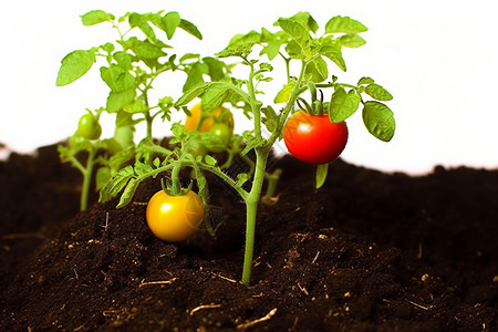 番茄幼苗番茄苗上的小番茄背景