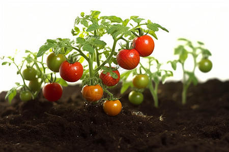 番茄幼苗成熟的番茄果背景