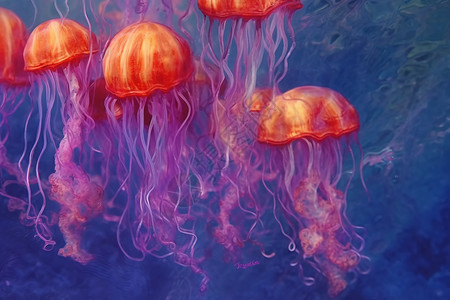 水下彩色水母背景图片