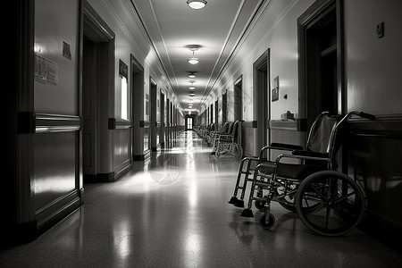 医院繁忙黑白医院的走廊背景