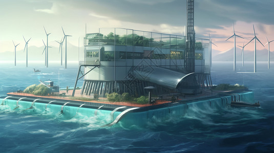 海洋发电厂背景图片