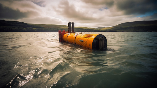 潮汐涡轮机设备的照片背景图片