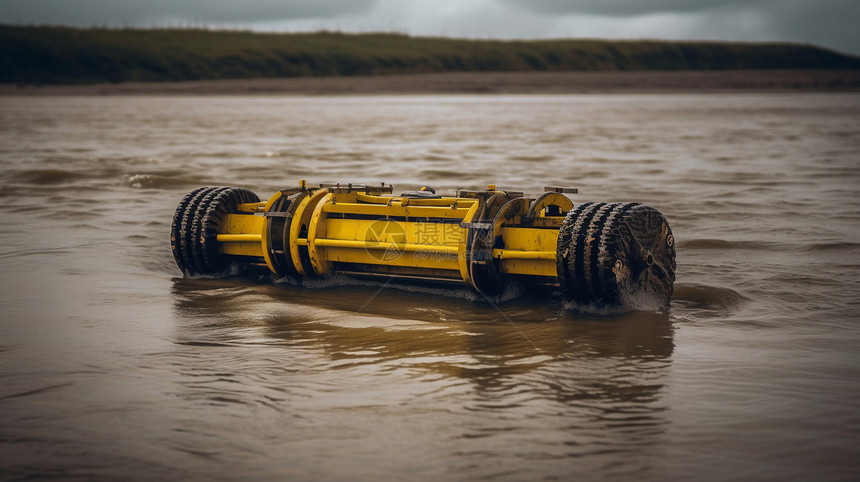 河流河口潮汐涡轮机设备的照片图片