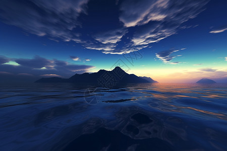 海岛日出夜晚海面地平线设计图片