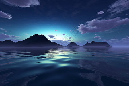 宁静的夜晚海面地平线设计图片