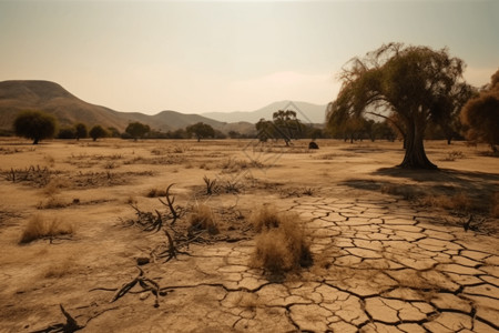 枯萎的树严重的干旱设计图片