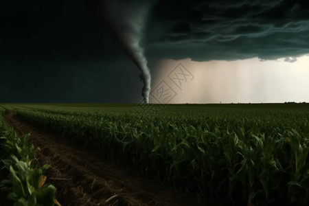 风暴破坏农田中的龙卷风设计图片
