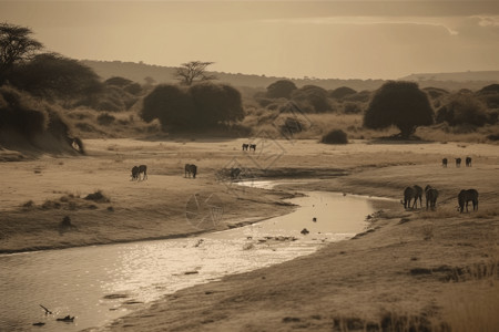枯竭的土地干旱的河流背景