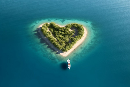 海上小岛自然形成的海上心形岛设计图片