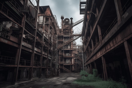 破旧的工厂背景图片