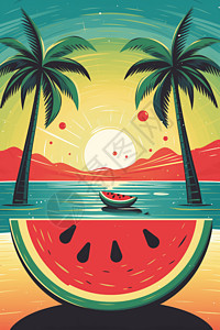 夏日的西瓜背景图片