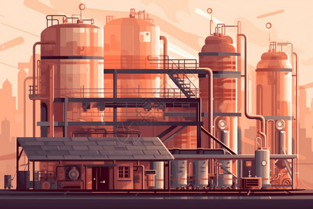 啤酒工厂建筑插画