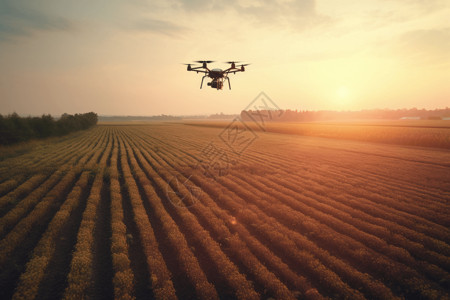 工业农业无人机在农作物上方设计图片