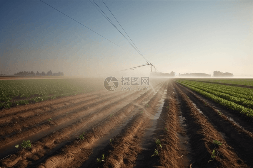 田地里的灌溉系统图片