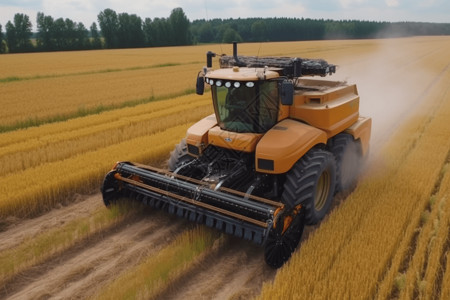 小麦作物收割稻田的机器设计图片