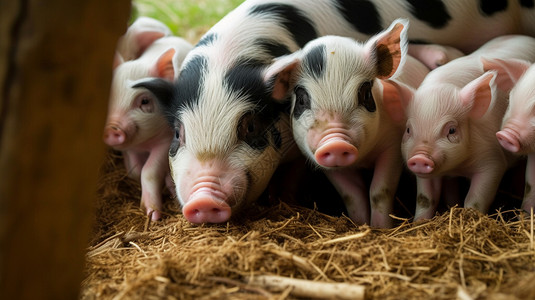 养殖场中繁殖的猪仔背景图片