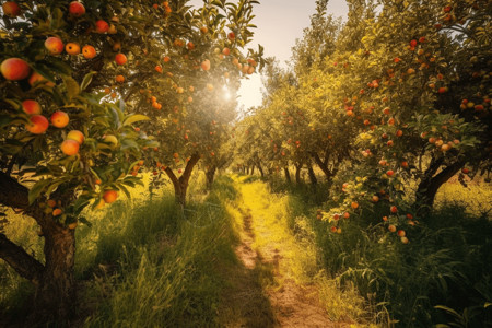 苹果庄园成熟的果实背景