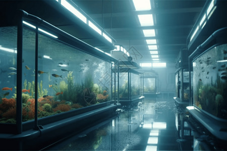 室内鱼缸宽敞的养鱼场设计图片