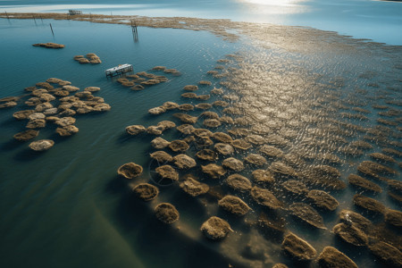 牡蛎养殖农场背景图片