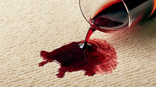 水印制作一杯红酒洒在地毯上背景