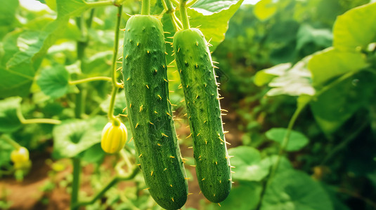 农村菜地中成熟的黄瓜背景图片