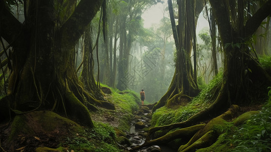 丛林深处小路丛林深处探险背景