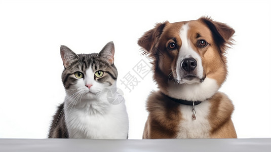 猫猫狗狗饥饿的小猫和小狗背景