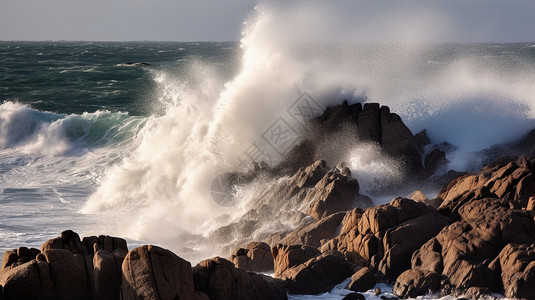 波涛汹涌的海浪自然景观图片