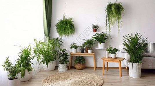 现代室内装饰的绿色种植背景图片