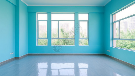 建筑室内的蓝色房间背景图片