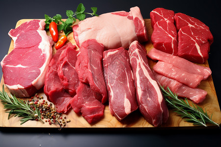 多种新鲜的生肉背景图片
