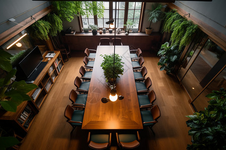 大型长桌会议室背景图片
