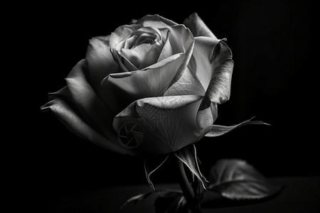 黑白花卉素材时尚优雅玫瑰背景
