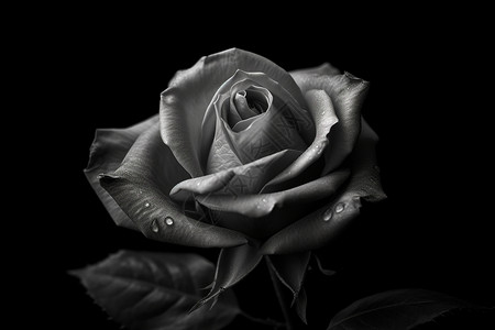 黑白花卉素材黑白玫瑰特写背景