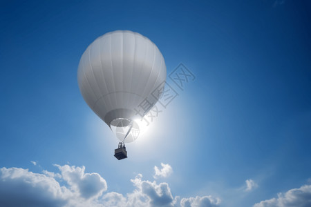3D热气球飞向天空背景图片