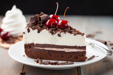 美味的黑森林蛋糕背景图片