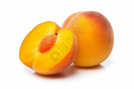 新鲜采摘的黄桃背景图片