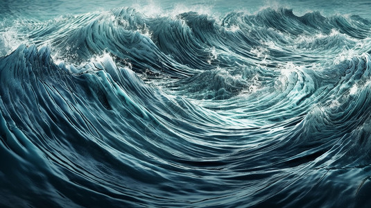 高清海浪素材海洋潮汐在涡轮机周围旋转的插图背景
