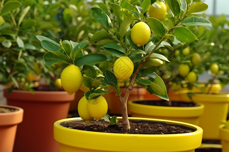 盆栽中的柠檬树图片