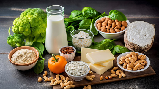 牛奶钙高钙的营养食物背景